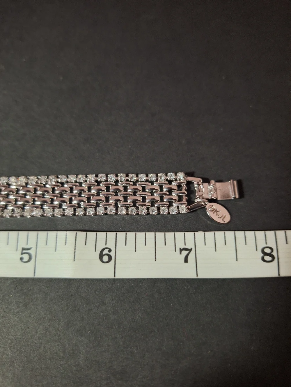 Kenneth Jay Lane Silver Crystal Multi-Row Bracelet - Picture 4 of 5